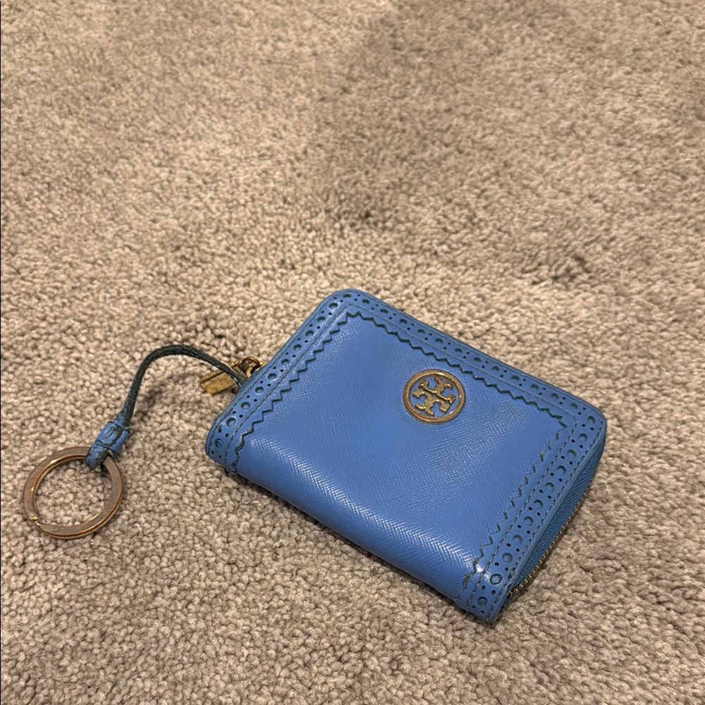 Tory Burch Blue Leather Keychain Wallet